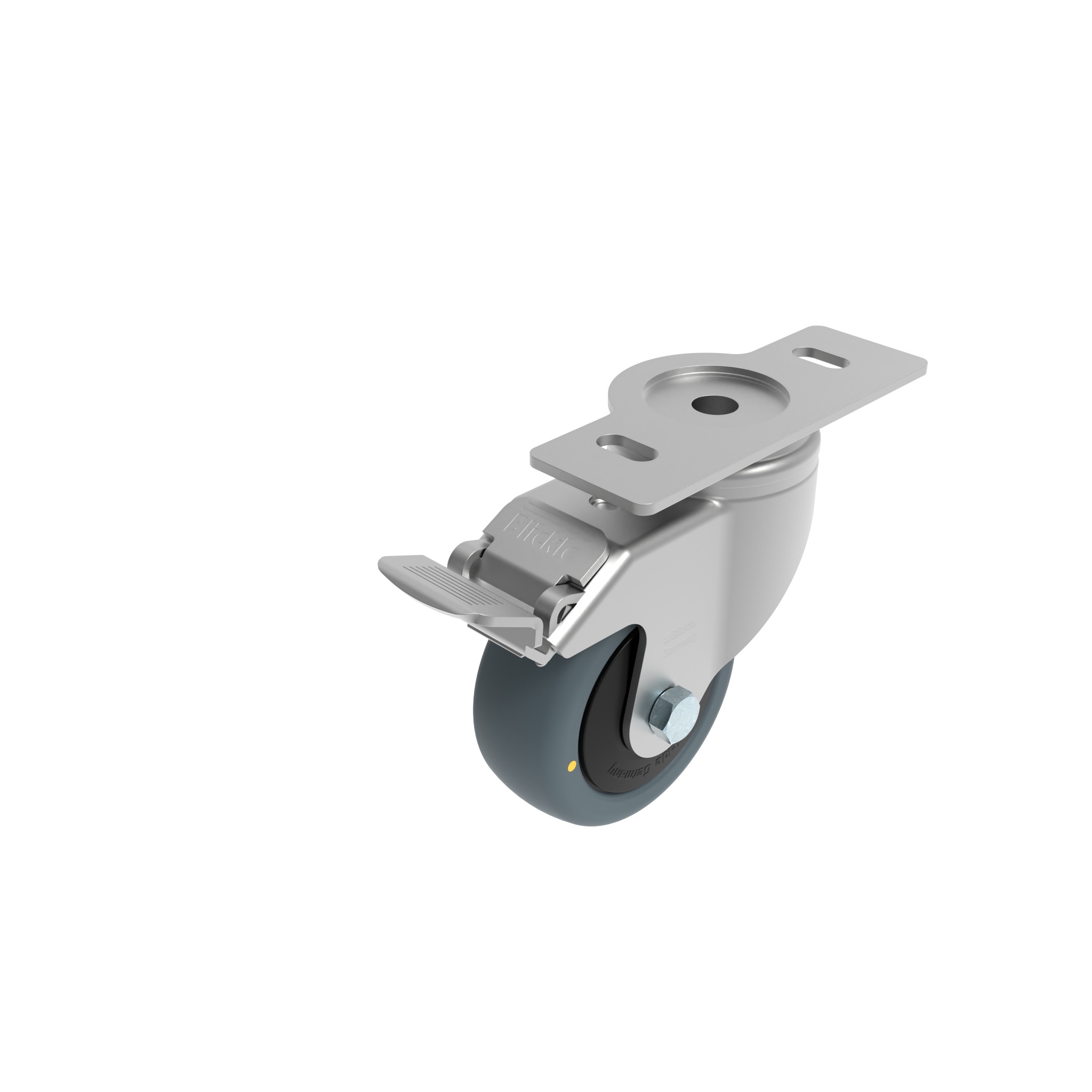 Rueda giratoria Ø 80 / 100 / 125 con freno de sistema y placa de montaje 40 / 45 098S080TD4045NESD – imagen del producto