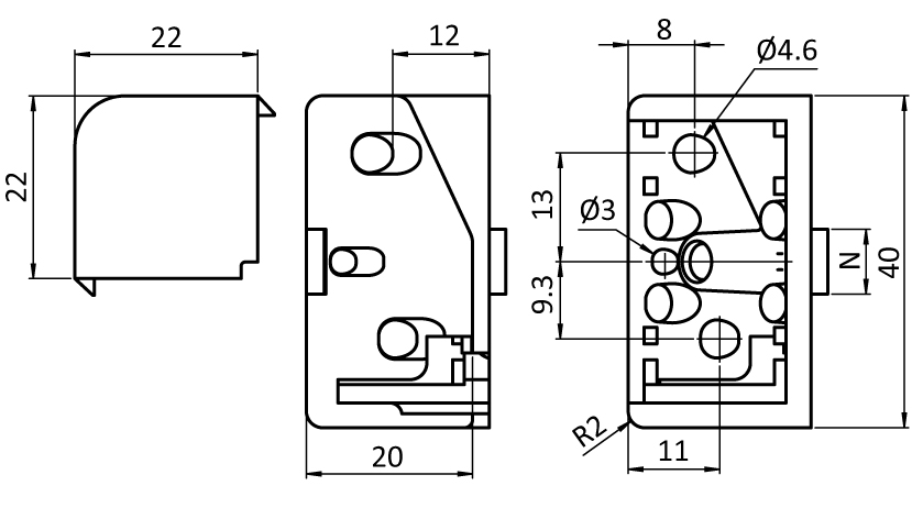 Frame Corner Connector 20 x 40 (Set)