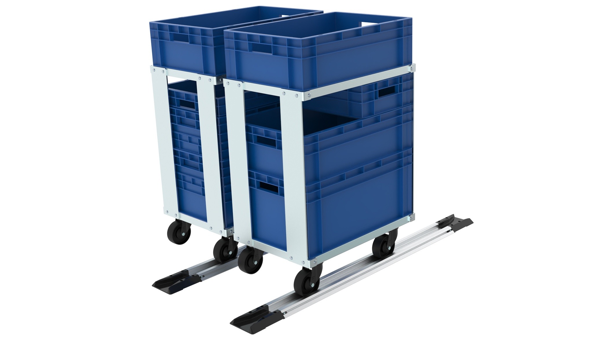 Carrito de dos niveles para SLC 600 x 400, con 4 ruedas giratorias