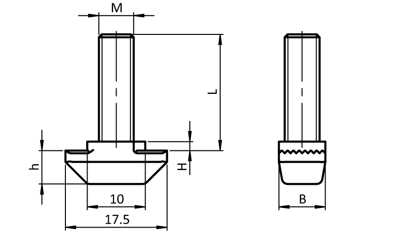 Hammer Head Screw Slot 10 – technical drawing
