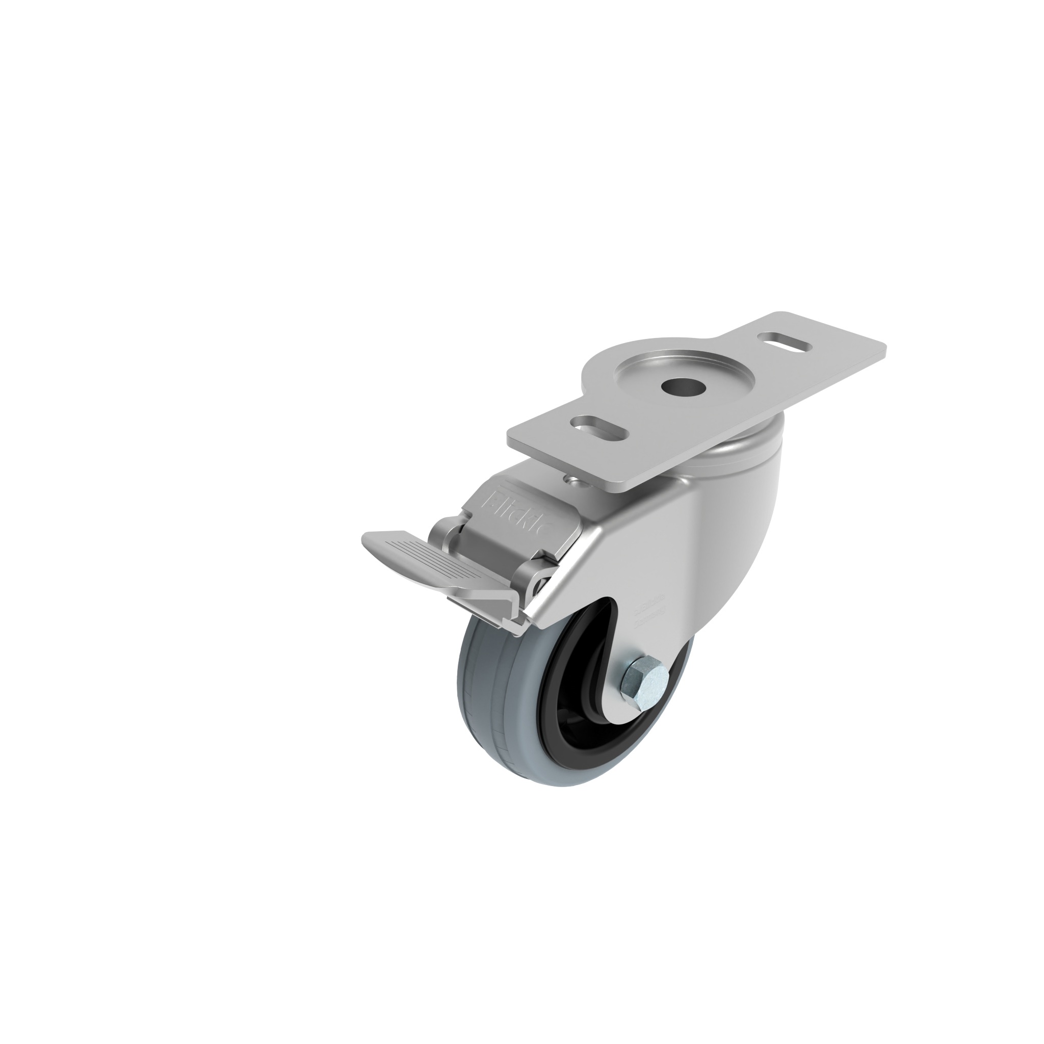 Rueda giratoria Ø 80 / 100 / 125 con freno de sistema y placa de montaje 40 / 45 098S080GD4045N – imagen del producto