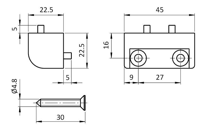 Frame Corner Connector 22.5 x 45 (Set)