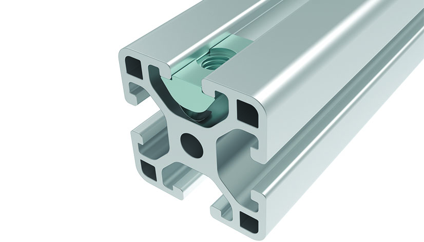 Nutenstein 11,0 x 5,5 mm, einschwenkbar mit Federblech – Anwendungsbeispiel