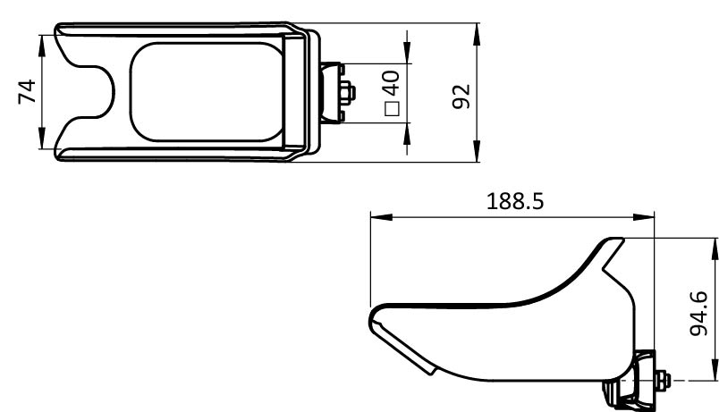 Packband-Handabroller Halter FX für Profil 40 / 45, Nut 8 / 10