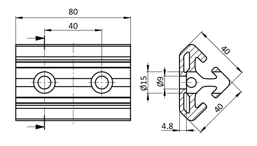 Angle Element T2 80 x 40, 45°