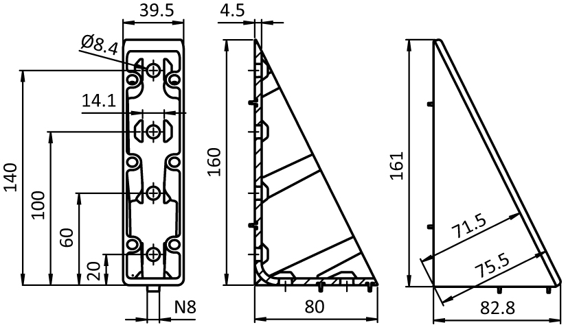 Alu Connection Angle 40 x 80 x 160 (Set)