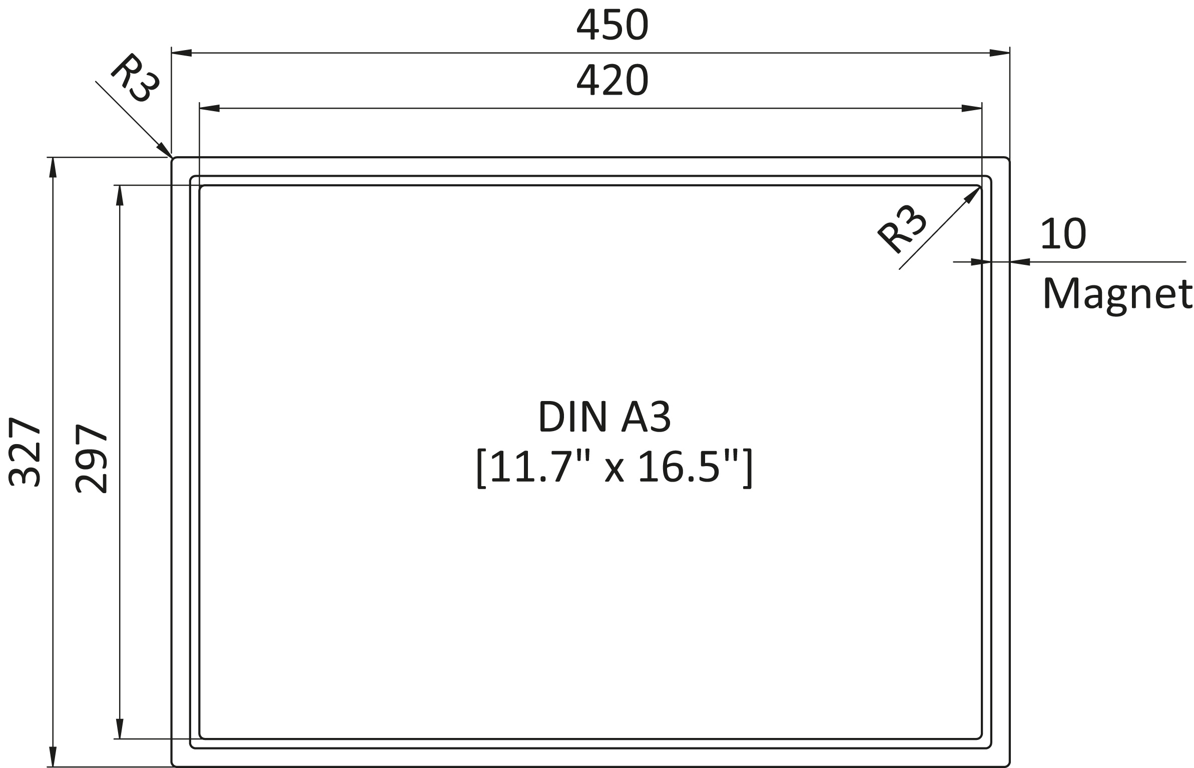 Magnetic Document Window DIN A3 - 11.7" x 16.5"
