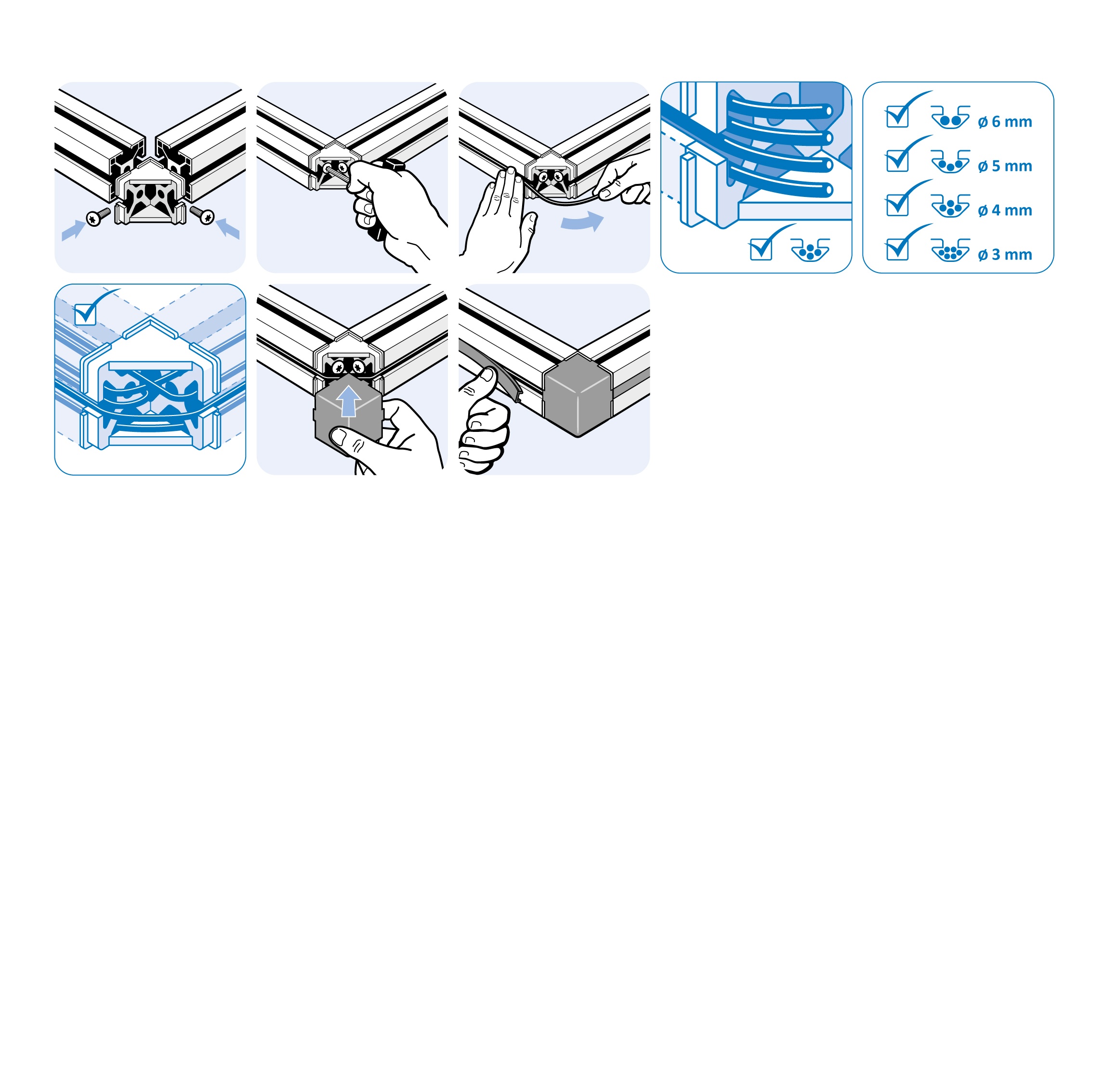 Corner Connector 45, 2D with Cable Passage (Set)