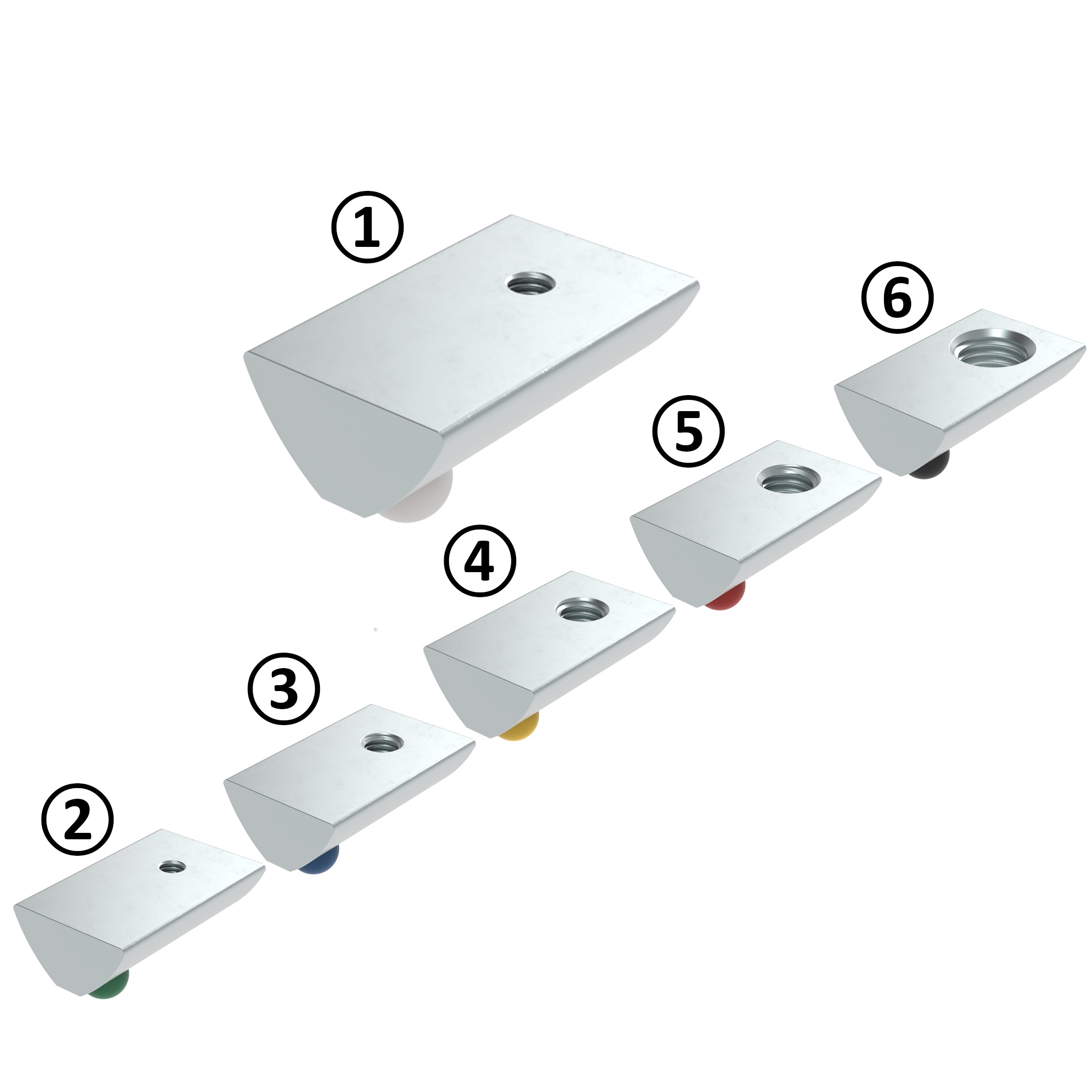 Roll-in T-slot Nut 13.7 x 7.0 mm with Spring Loaded Ball