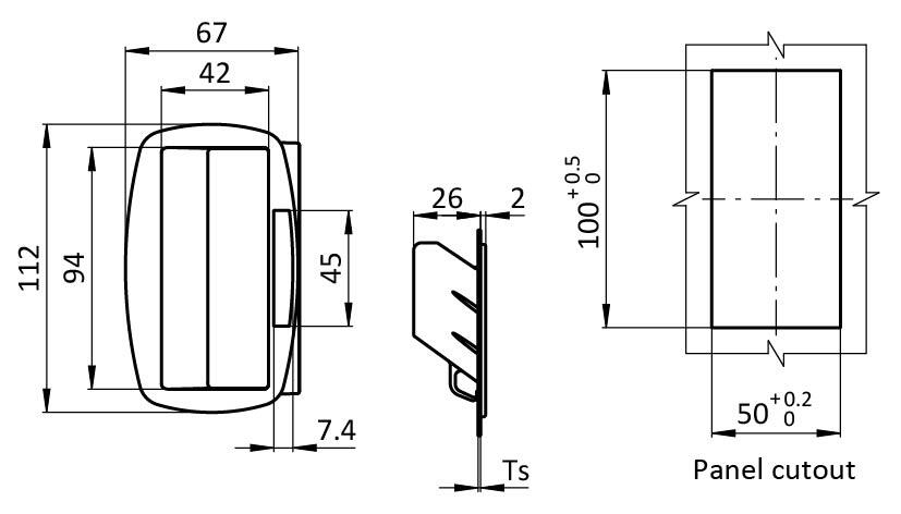 Flush Pocket Pull Handle PA 113 x 67