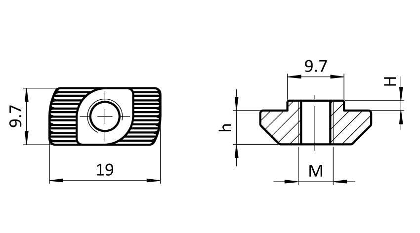 Tuerca martillo ranura 10 – plano técnico