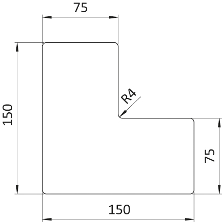 Bodenmarkierung L-Form 75 – technische Zeichnung