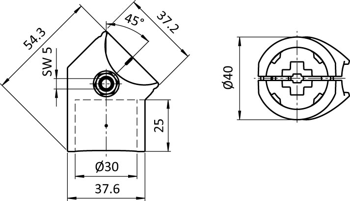 Angle Connector D30, 45° (Set)