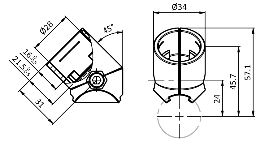Winkelverbinder D28, 45° (Set)