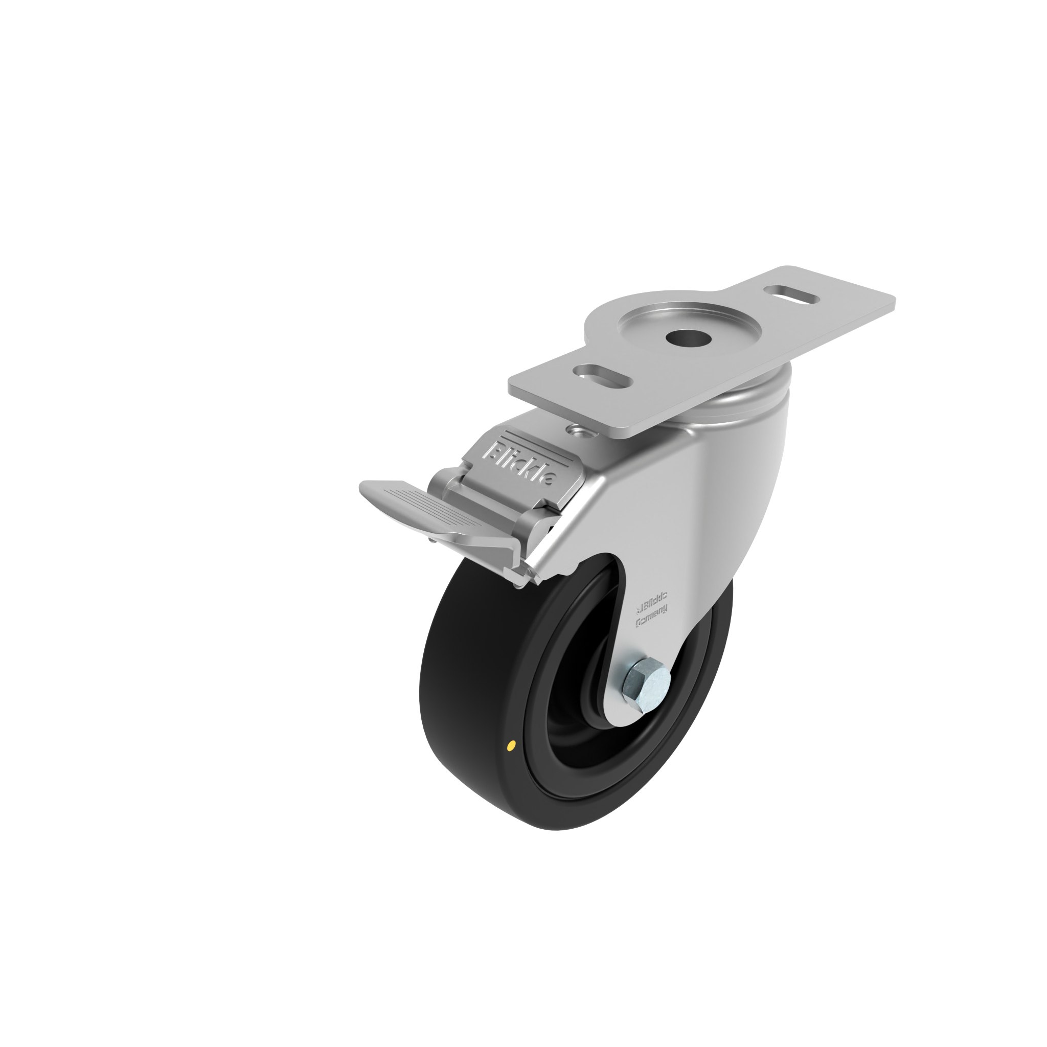 Rueda giratoria Ø 80 / 100 / 125 con freno de sistema y placa de montaje 40 / 45 098S100GD4045NESD – imagen del producto