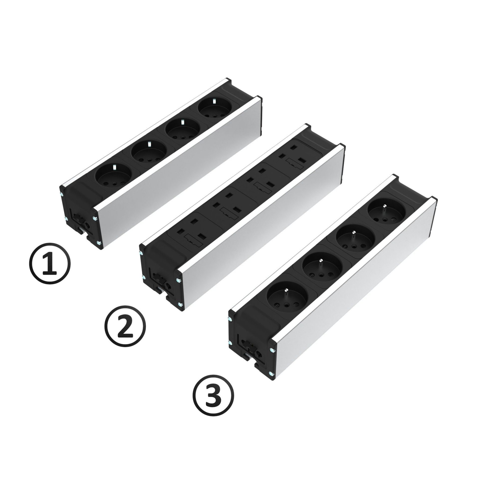 Power Strip Module F Line 264 4x | - | ② | I | 8 | Type G: BS 1363 ...